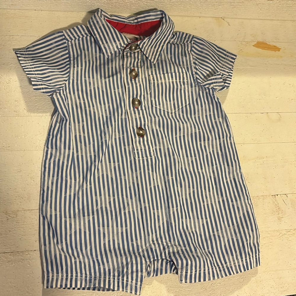 Baby Cat & Jack Stars and Stripes patriotic romper size 0-3M.